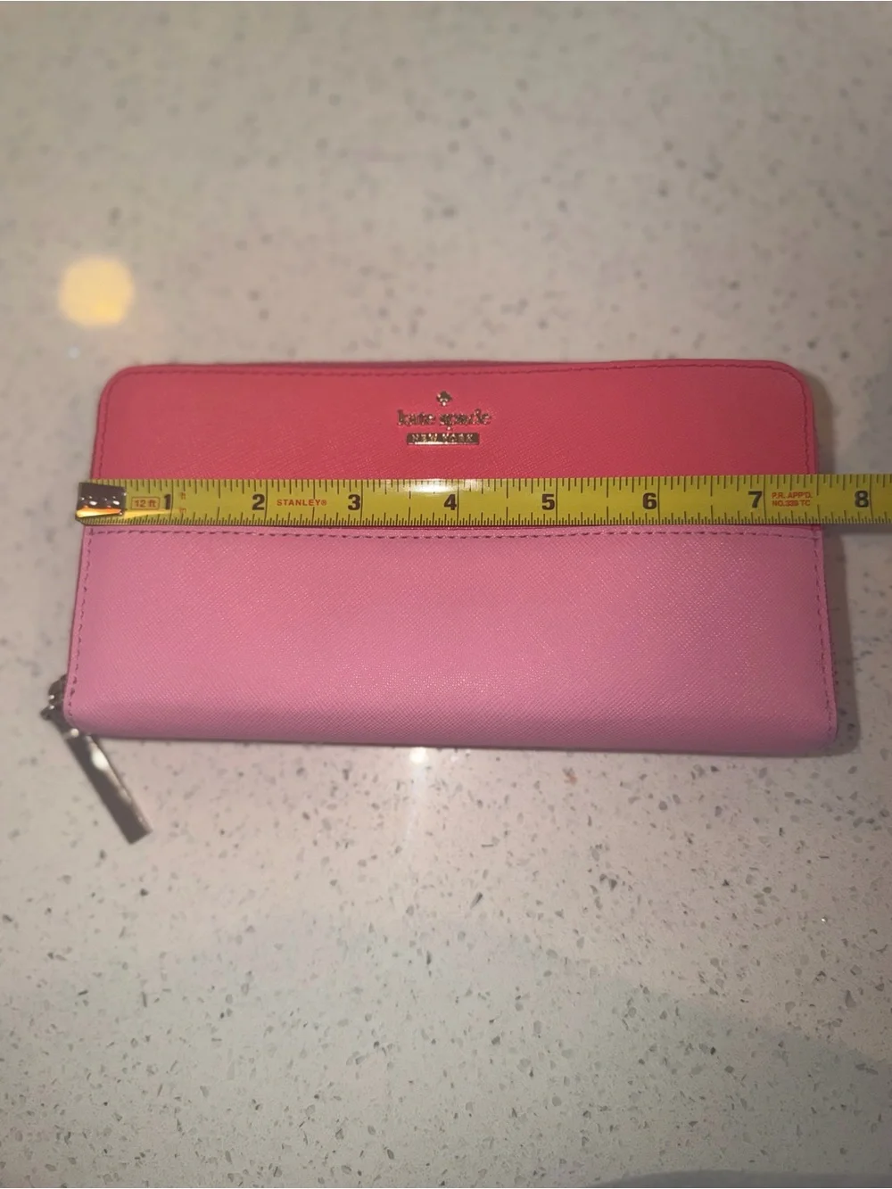 kate spade colorblock Two-Tone Coral and Light Pink Zip Wallet